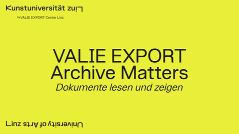 Thumbnail for entry Buchpräsentation | VALIE EXPORT Archive Matters