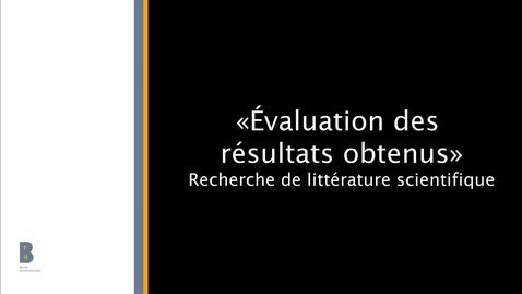 Vorschaubild für Eintrag Évaluation des résultats trouvés